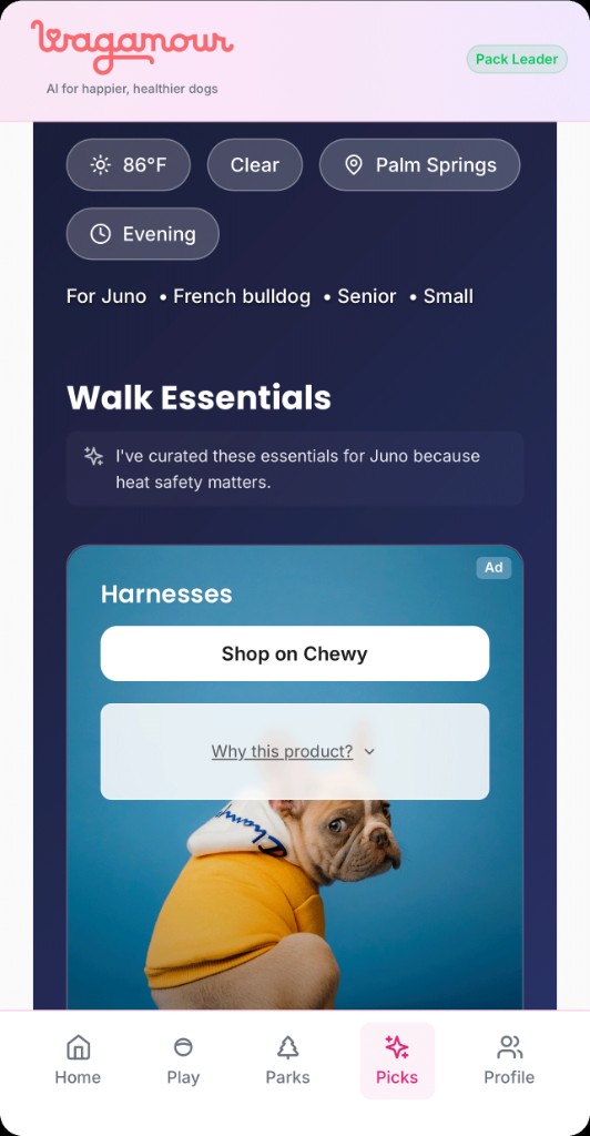 Wagamour Picks: contextual product recommendations and shop links