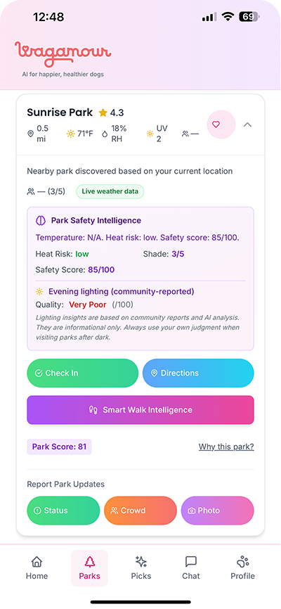 Smart Park Discovery - Wagamour App Screenshot
